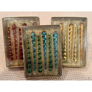 Pier 1 Imports Multicolor Glass Christmas Ornaments EUC!!!